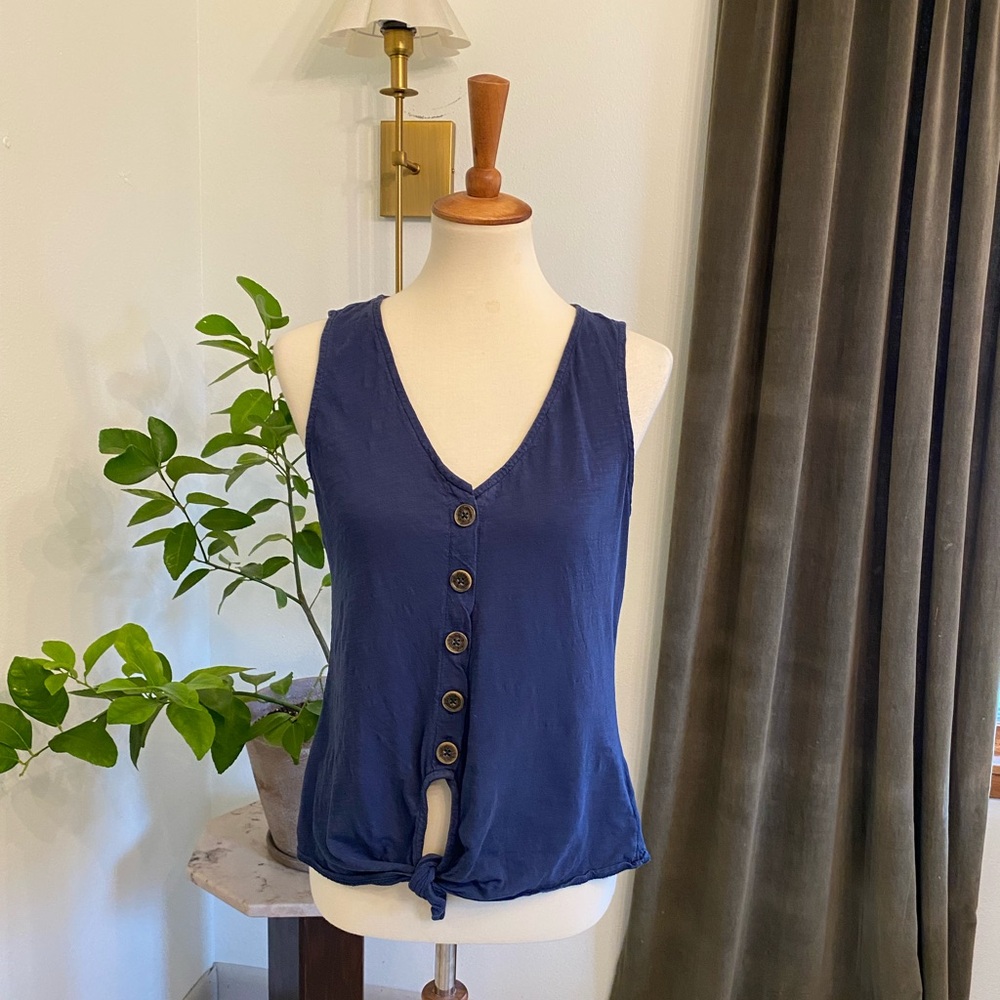 Sanctuary Navy Button-Front Tank Top